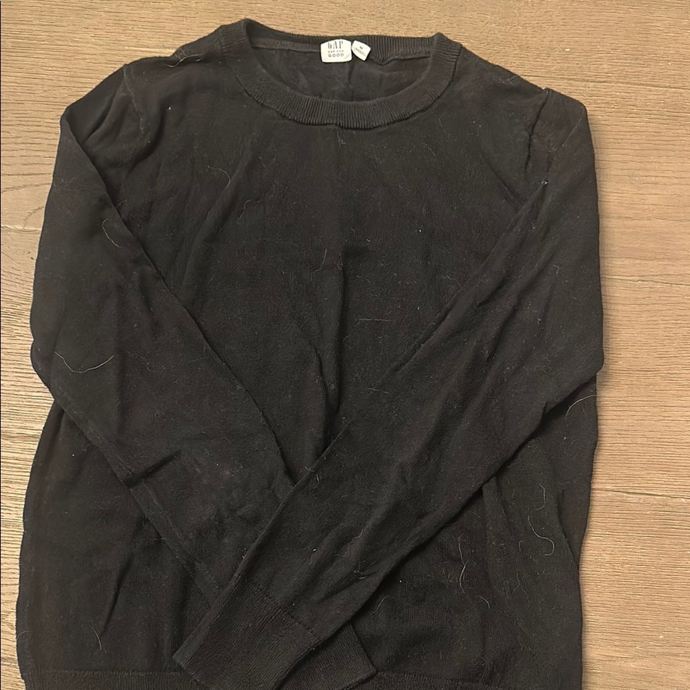 GAP Black Crew Neck Sweater Soft Textured Knit